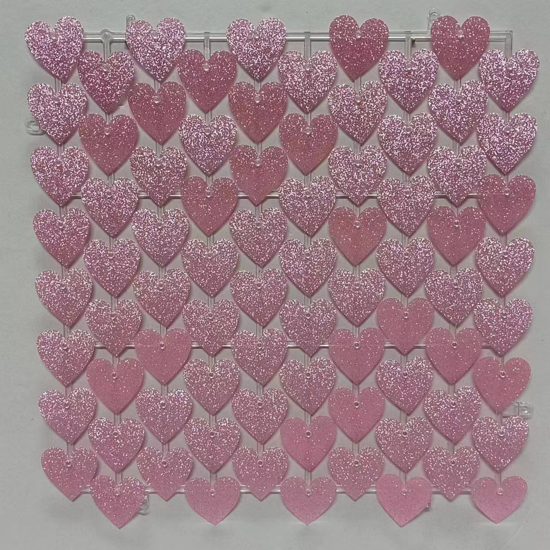 Heart Shape Shimmer Wall Panels / Clip Hole Backing &amp; Heart Sequins - Black