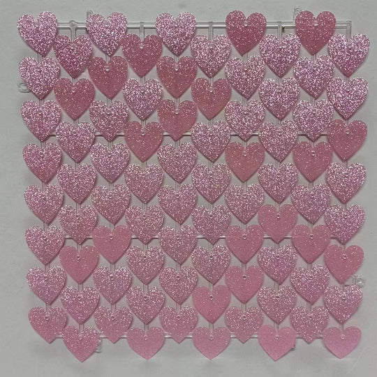 Heart Shape Shimmer Wall Panels / Clip Hole Backing &amp; Heart Sequins - Orange