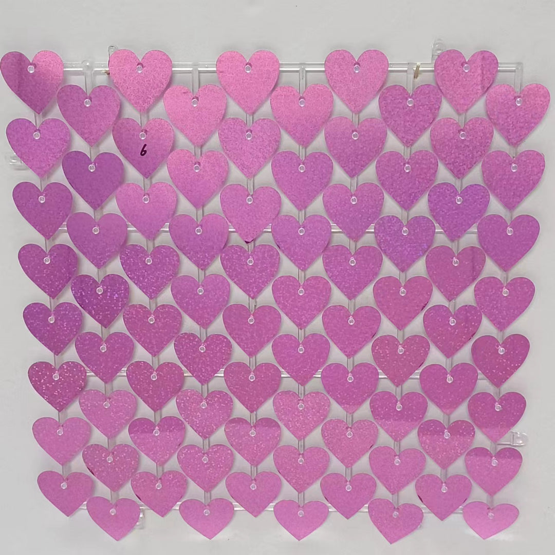 Heart Shape Shimmer Wall Panels / Clip Hole Backing &amp; Heart Sequins - Gold