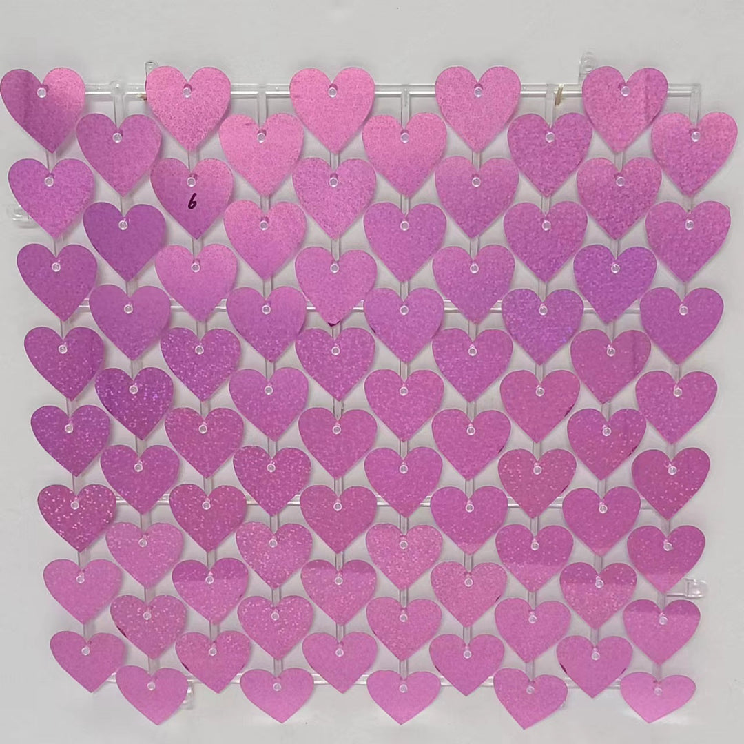 Heart Shape Shimmer Wall Panels / Clip Hole Backing &amp; Heart Sequins - Bright Pink