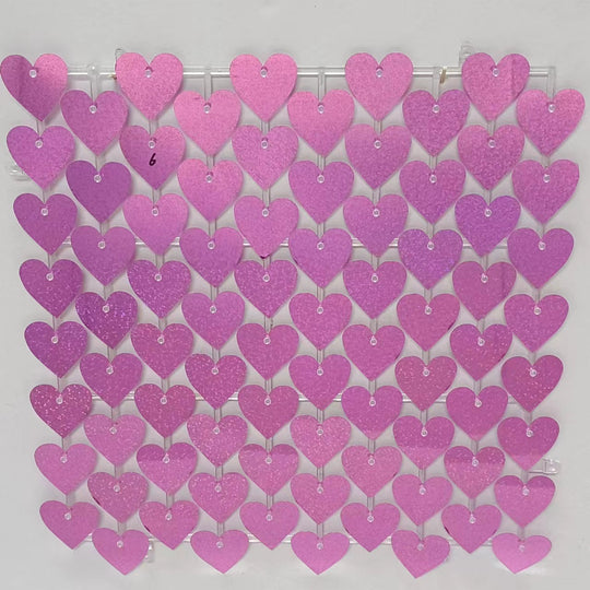 Heart Shape Shimmer Wall Panels / Clip Hole Backing &amp; Heart Sequins - Pink