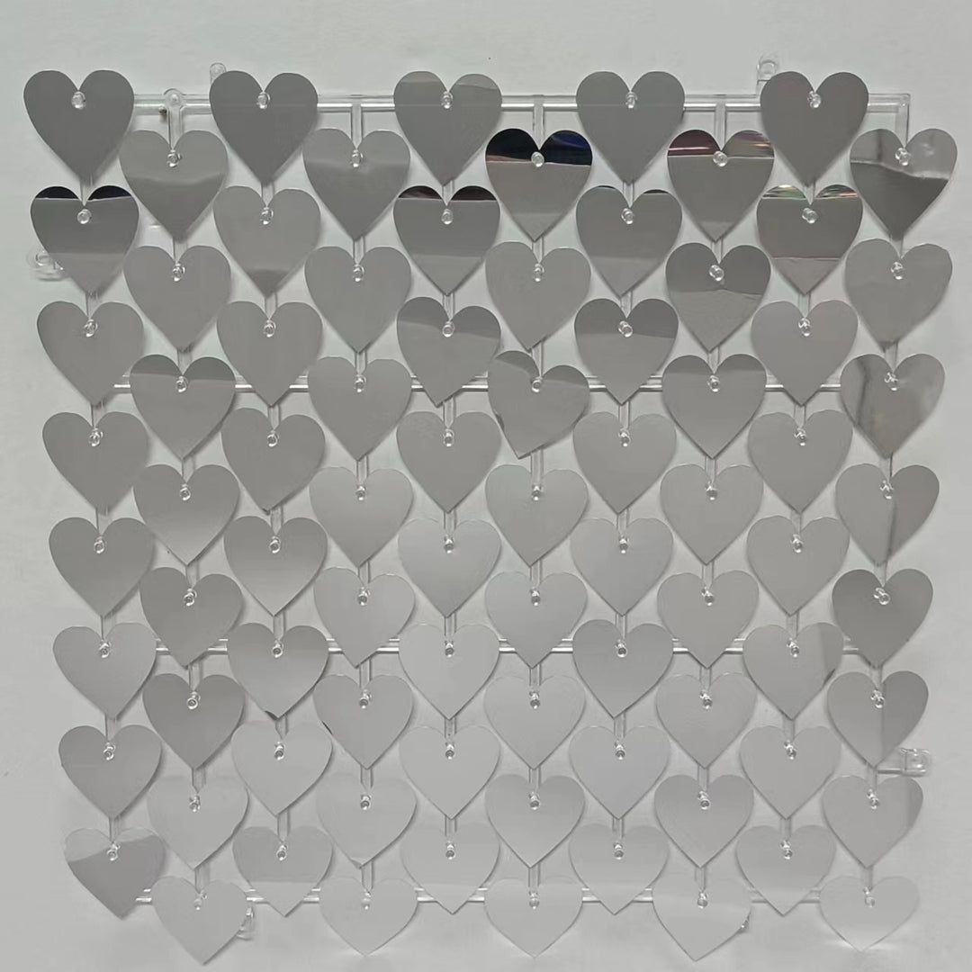 Heart Shape Shimmer Wall Panels / Clip Hole Backing &amp; Heart Sequins - Gold