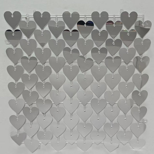 Heart Shape Shimmer Wall Panels / Clip Hole Backing &amp; Heart Sequins - Gold