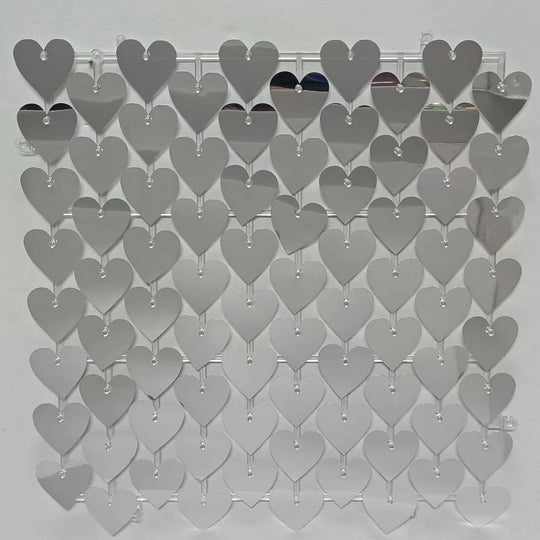Heart Shape Shimmer Wall Panels / Clip Hole Backing &amp; Heart Sequins - Black