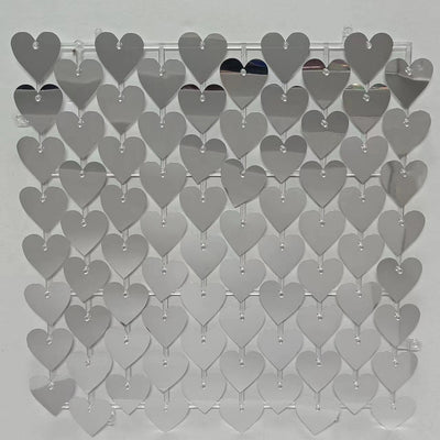 Heart Shape Shimmer Wall Panels / Clip Hole Backing & Heart Sequins - Blue