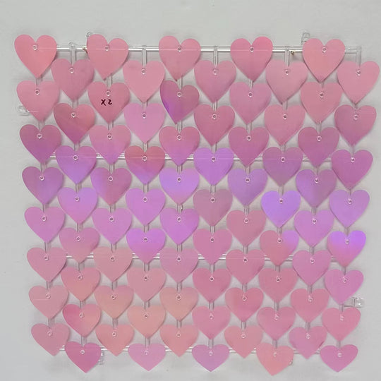 Heart Shape Shimmer Wall Panels / Clip Hole Backing &amp; Heart Sequins - Gold