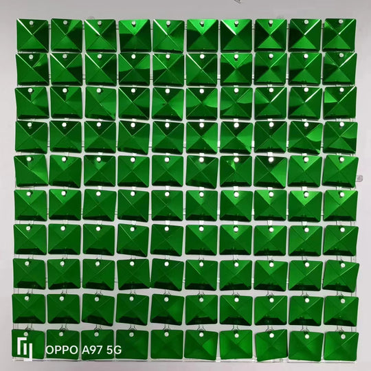 Easy Connect Shimmer Wall Panels / Transparent Grid Backing &amp; Square 3D Sequins - Aqua Blue