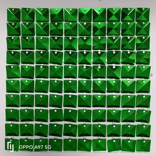 Easy Connect Shimmer Wall Panels / Transparent Grid Backing &amp; Square 3D Sequins - Purple Red