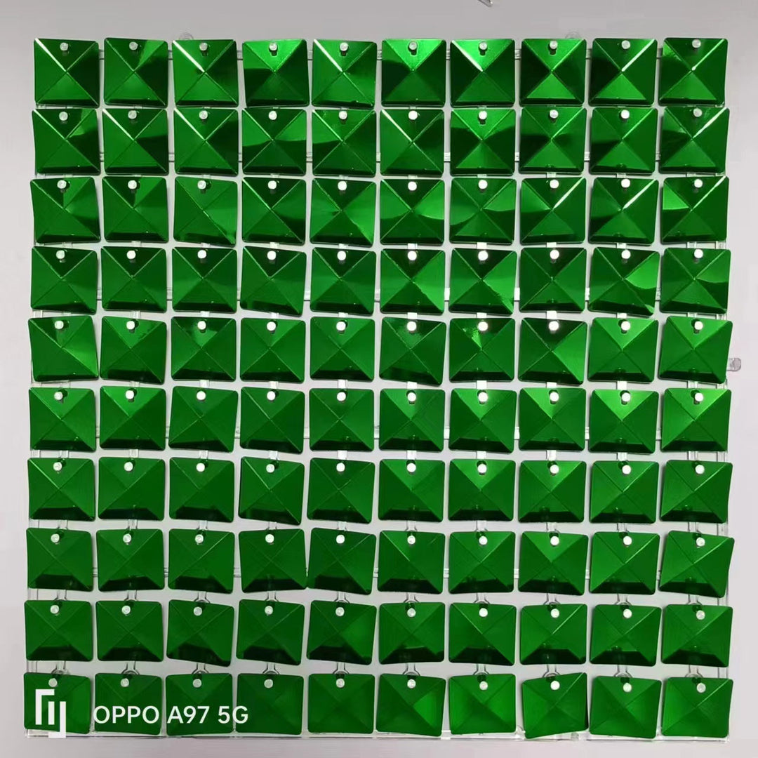 Easy Connect Shimmer Wall Panels / Transparent Grid Backing &amp; Square 3D Sequins - Silver