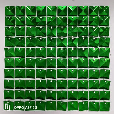 Easy Connect Shimmer Wall Panels / Transparent Grid Backing & Square 3D Sequins - Light Green