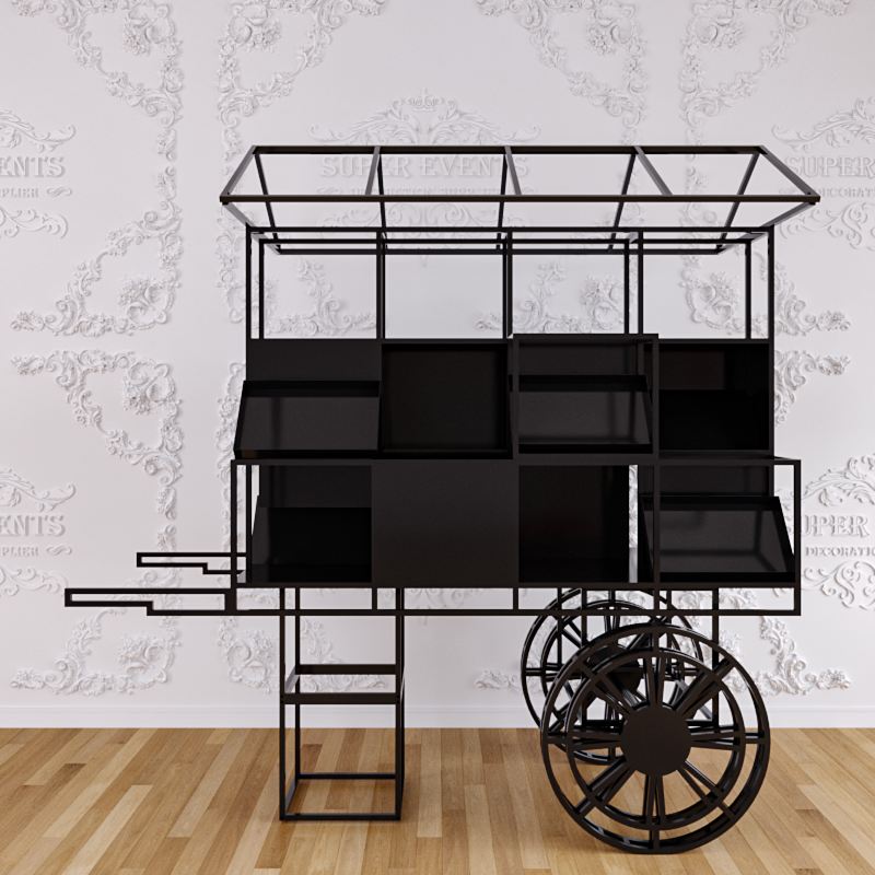 Metal Candy Dessert Cart with Wheels - Black/White/Pink/Blue