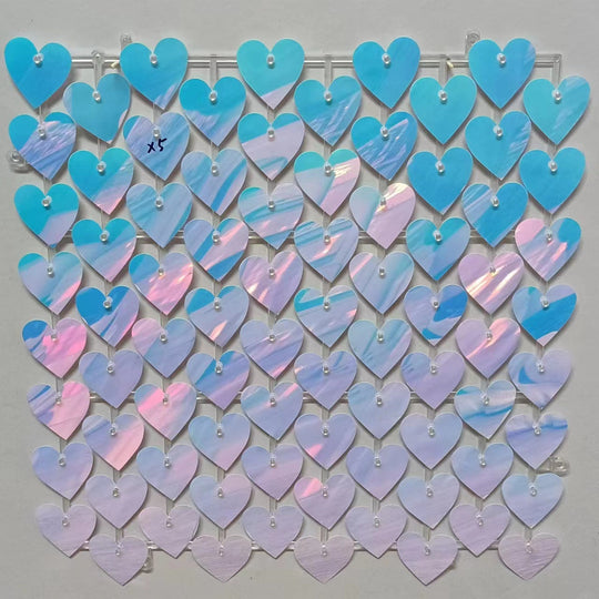 Heart Shape Shimmer Wall Panels / Clip Hole Backing &amp; Heart Sequins - Red