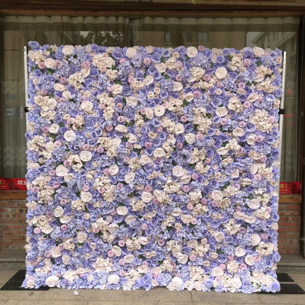BD-117 3D Fabric Artificial Flower Backdrop Rolling Up Curtain Flower Wall - 8ft*8ft