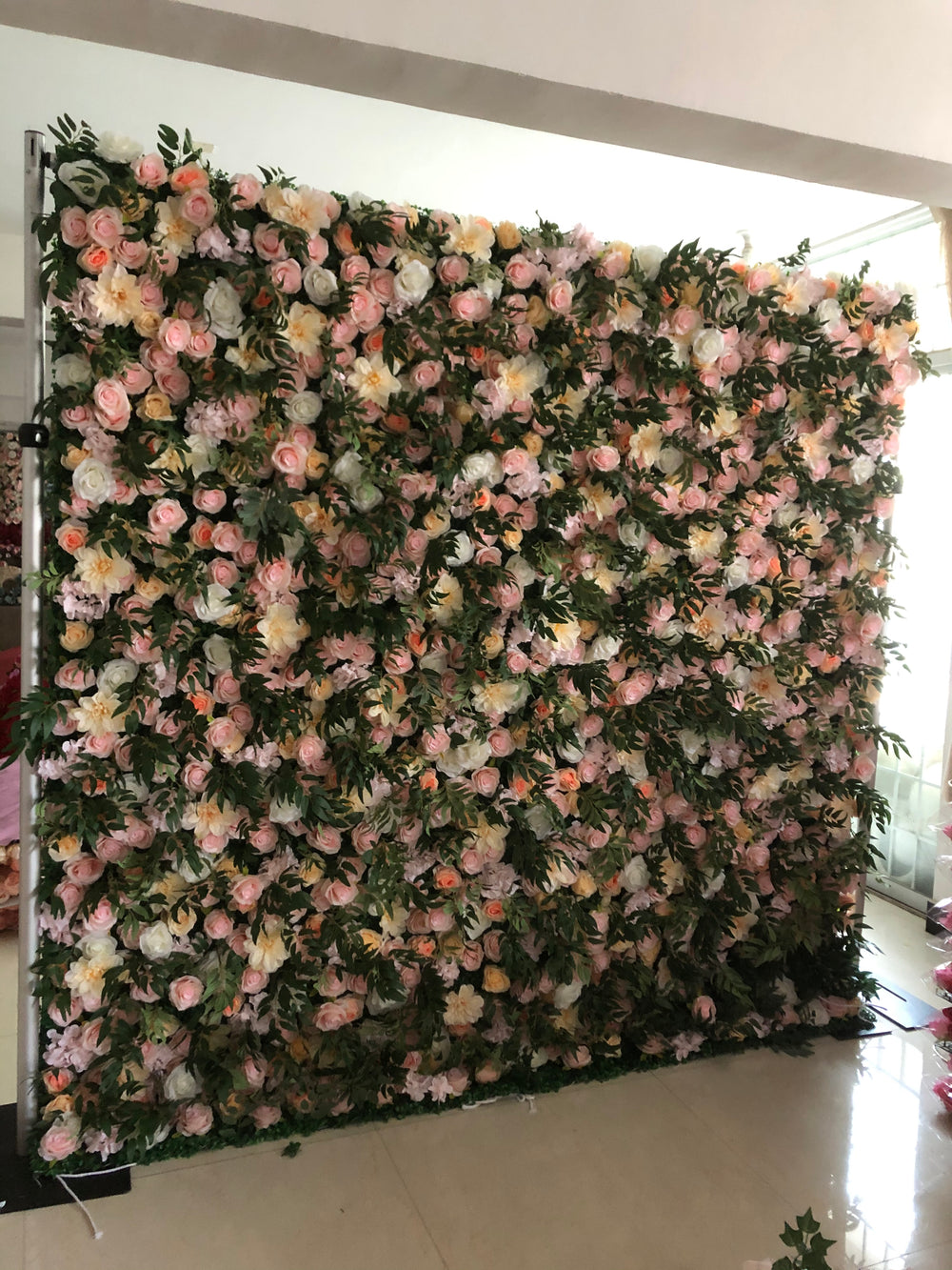 BD-012 3D Fabric Artificial Flower Backdrop Rolling Up Curtain Flower Wall - 8ft*8ft