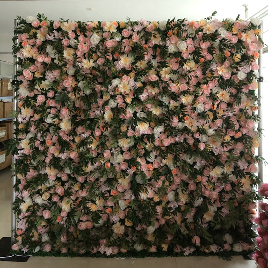 BD-012 3D Fabric Artificial Flower Backdrop Rolling Up Curtain Flower Wall - 8ft*8ft