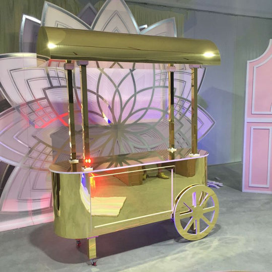MDF Candy Dessert Cart with Wheels - Gold
