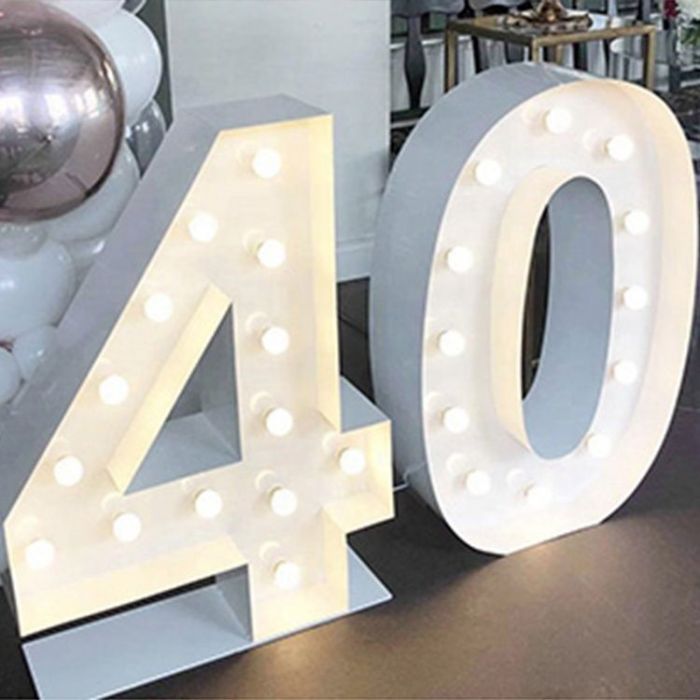 Metal Vintage LED 4ft Marquee Letter Numbers Freestanding Custom 26 Letters - White