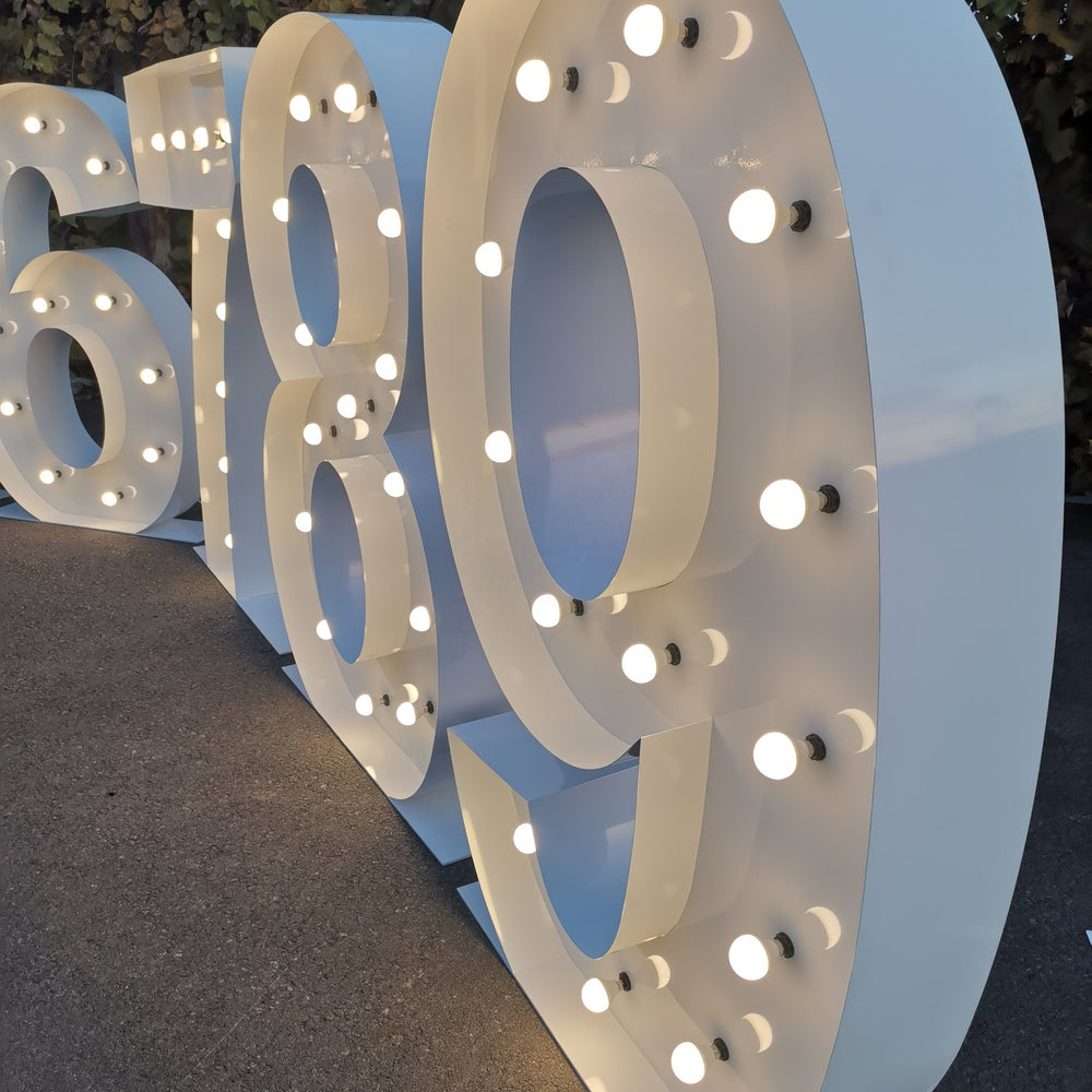 Metal Vintage LED 4ft Marquee Letter Numbers Freestanding Custom 26 Letters - White