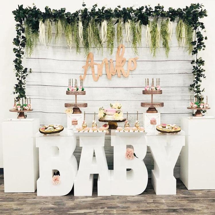 Custom Metal 26 Letters Table Decor with Acrylic Desktop- Pink