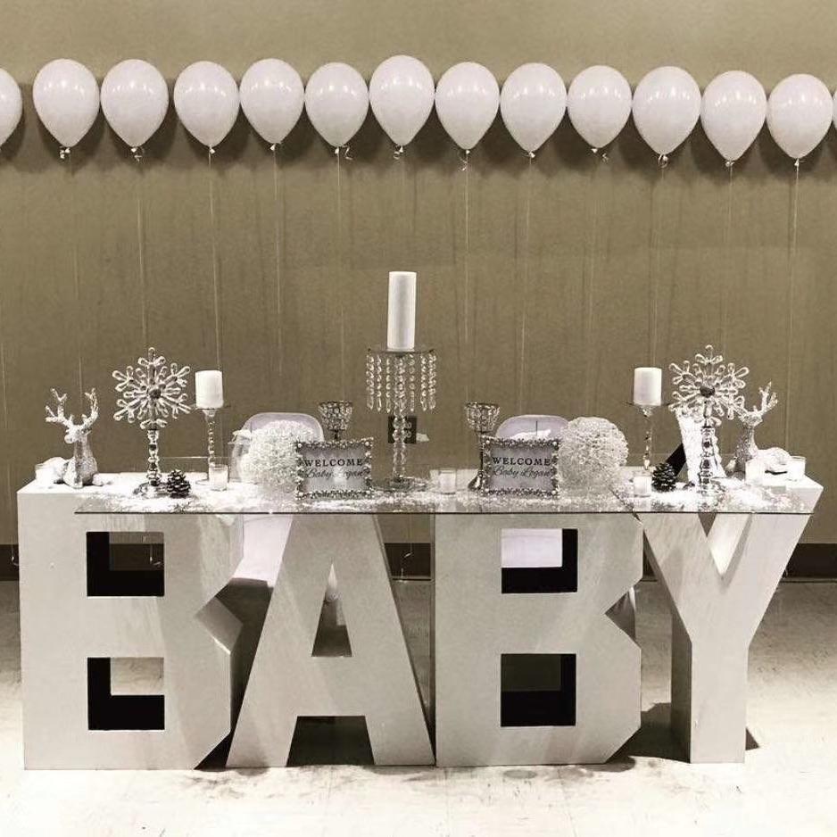 Custom Metal 26 Letters Table Decor with Acrylic Desktop- Pink
