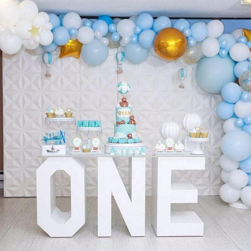 Custom Metal 26 Letters Table Decor with Acrylic Desktop- White