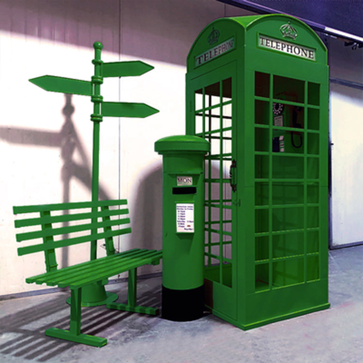 London Telephone Booth+2M Sign+1.2M Mailbox+1M Bench+0.5M Telephone - Deep Green