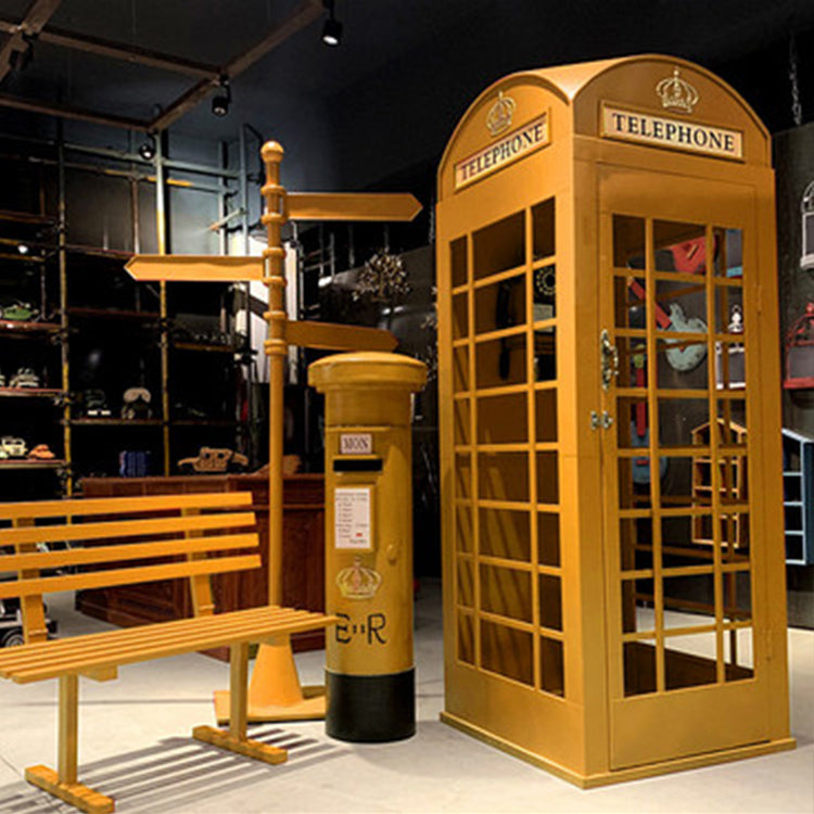 London Telephone Booth+2M Sign+1.2M Mailbox+1M Bench+0.5M Telephone - Rose Red
