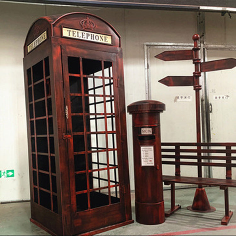 London Telephone Booth+2M Sign+1.2M Mailbox+1M Bench+0.5M Telephone - Rose Red