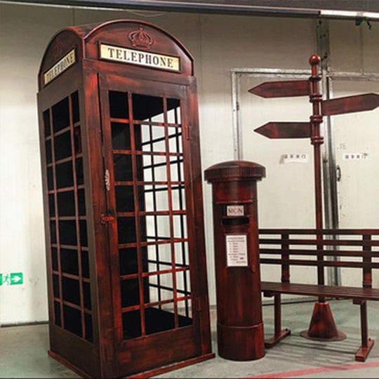 London Telephone Booth+2M Sign+1.2M Mailbox+1M Bench+0.5M Telephone - Rose Red