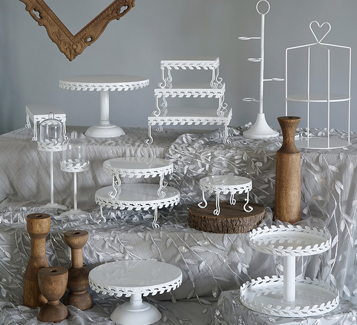 Metal Dessert Cake Display Stand Set - White