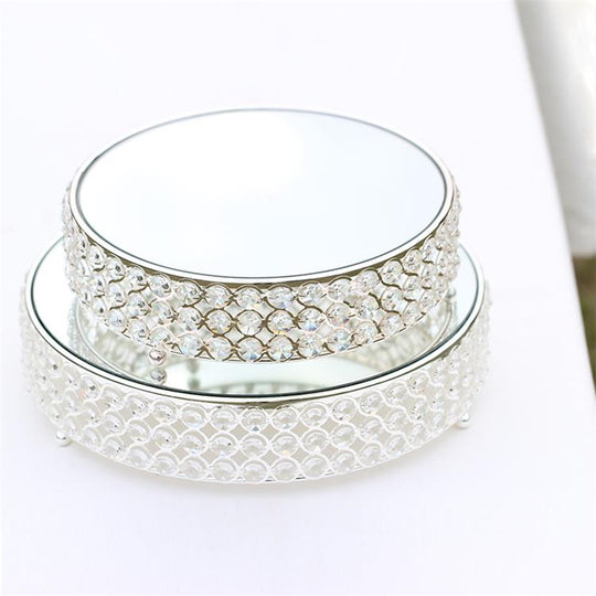 Metal Dessert Cake Display Stand with Crystal Set - Silver