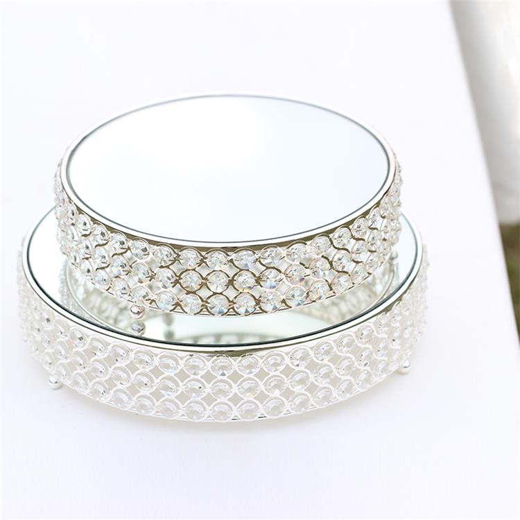 Metal Dessert Cake Display Stand with Crystal Set - Silver