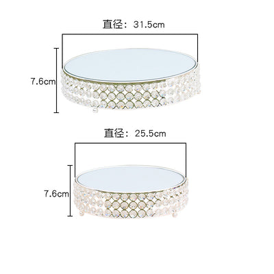 Metal Dessert Cake Display Stand with Crystal Set - Silver