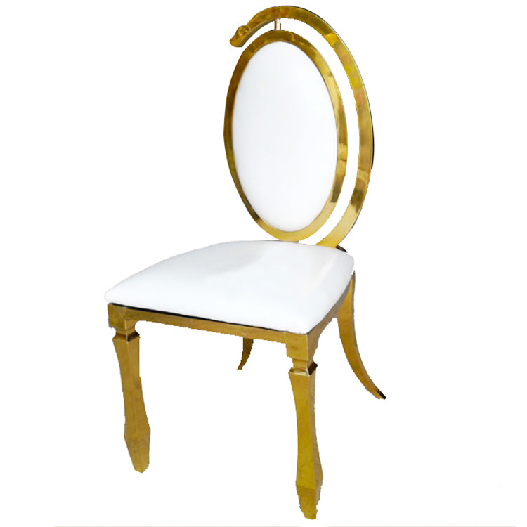 Stainless Steel Modern Padded Back Alexa Dining Event Chair - White