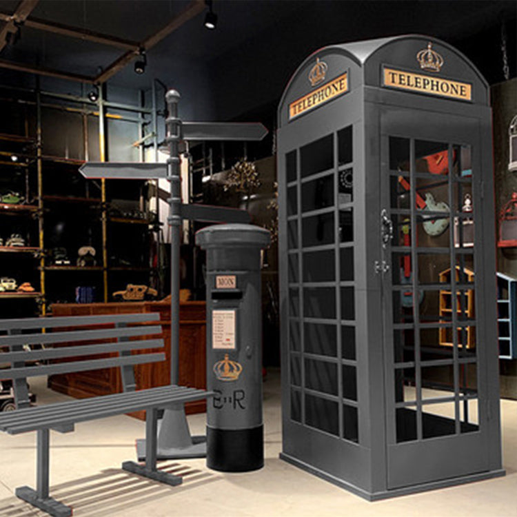 London Telephone Booth+2M Sign+1.2M Mailbox+1M Bench+0.5M Telephone - Gray