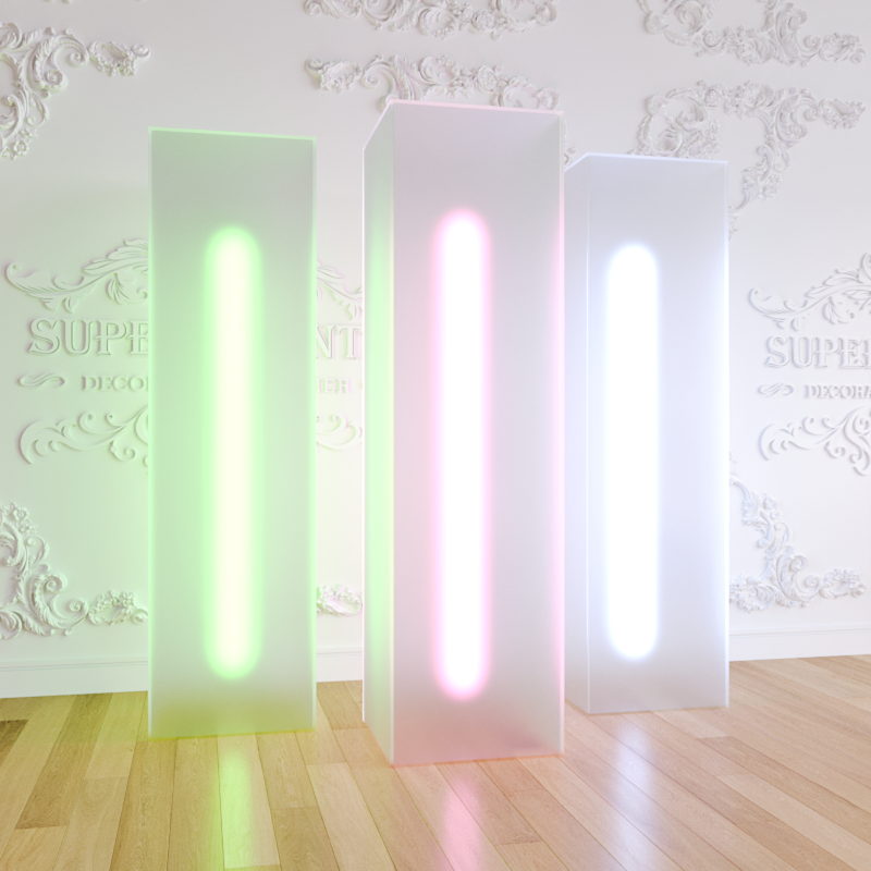 White Acrylic Cylinder Square Plinths Set - 3 Pieces