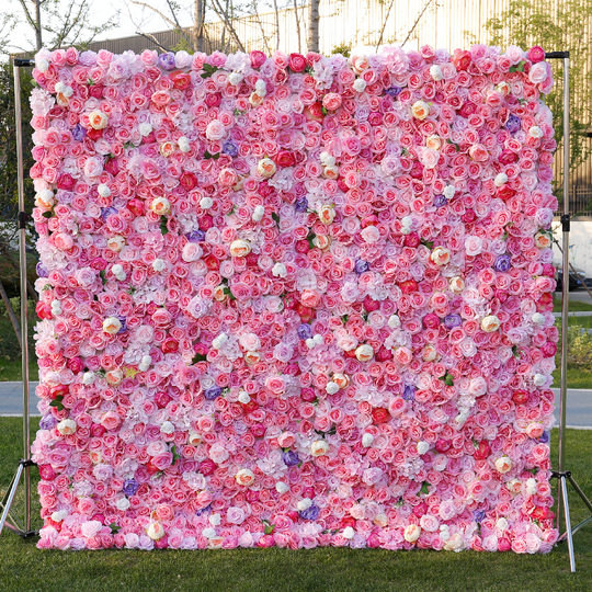 BD-013 3D Fabric Artificial Flower Backdrop Rolling Up Curtain Flower Wall - 8ft*8ft