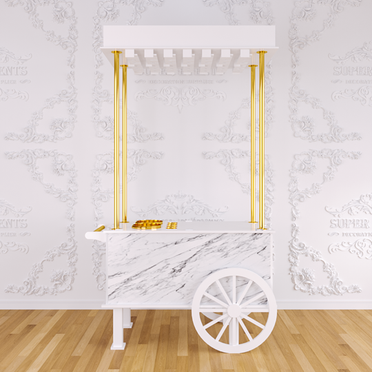 PVC Champagne Cart with Wheels - White