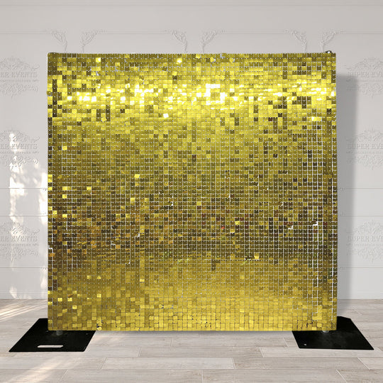 Shimmer Wall Panels / Clip Hole Backing &amp; Square Sequins - Regular Gold