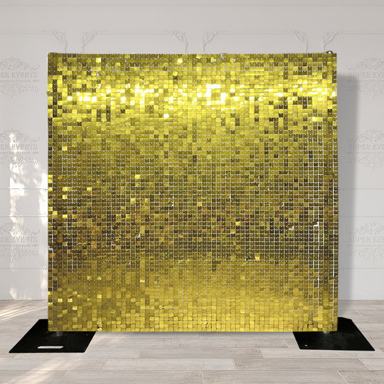 Shimmer Wall Panels / Black Backing &amp; Square Sequins - Regular Gold
