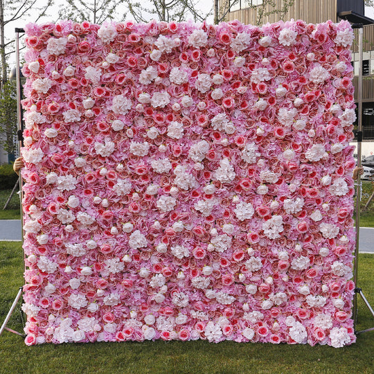 BD-035 2D Fabric Artificial Flower Backdrop Rolling Up Curtain Flower Wall - 8ft*8ft