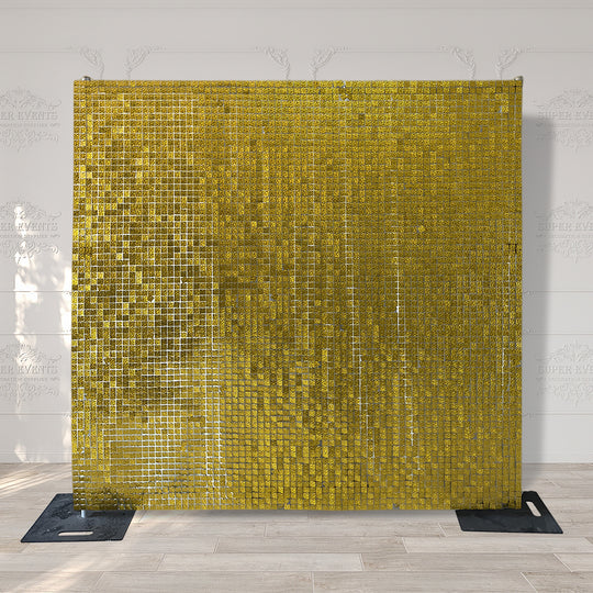 Shimmer Wall Panels / Black Backing &amp; Square Sequins - Bubble Gold
