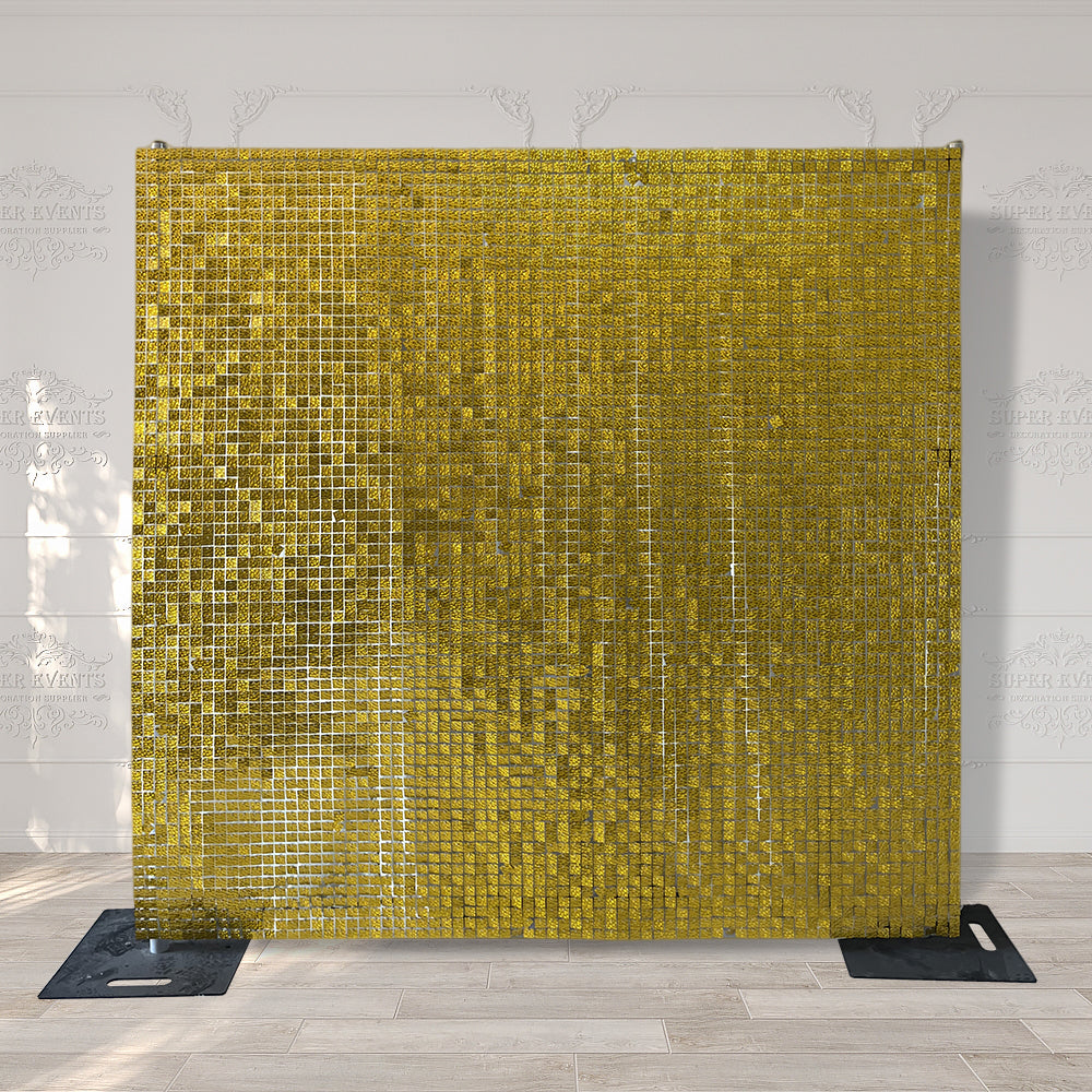 Shimmer Wall Panels / Clip Hole Backing &amp; Square Sequins - Bubble Gold