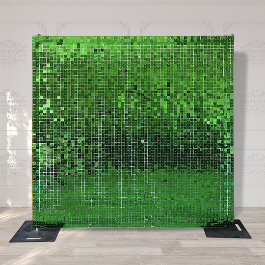 Shimmer Wall Panels / Black Backing &amp; Square Sequins - Green