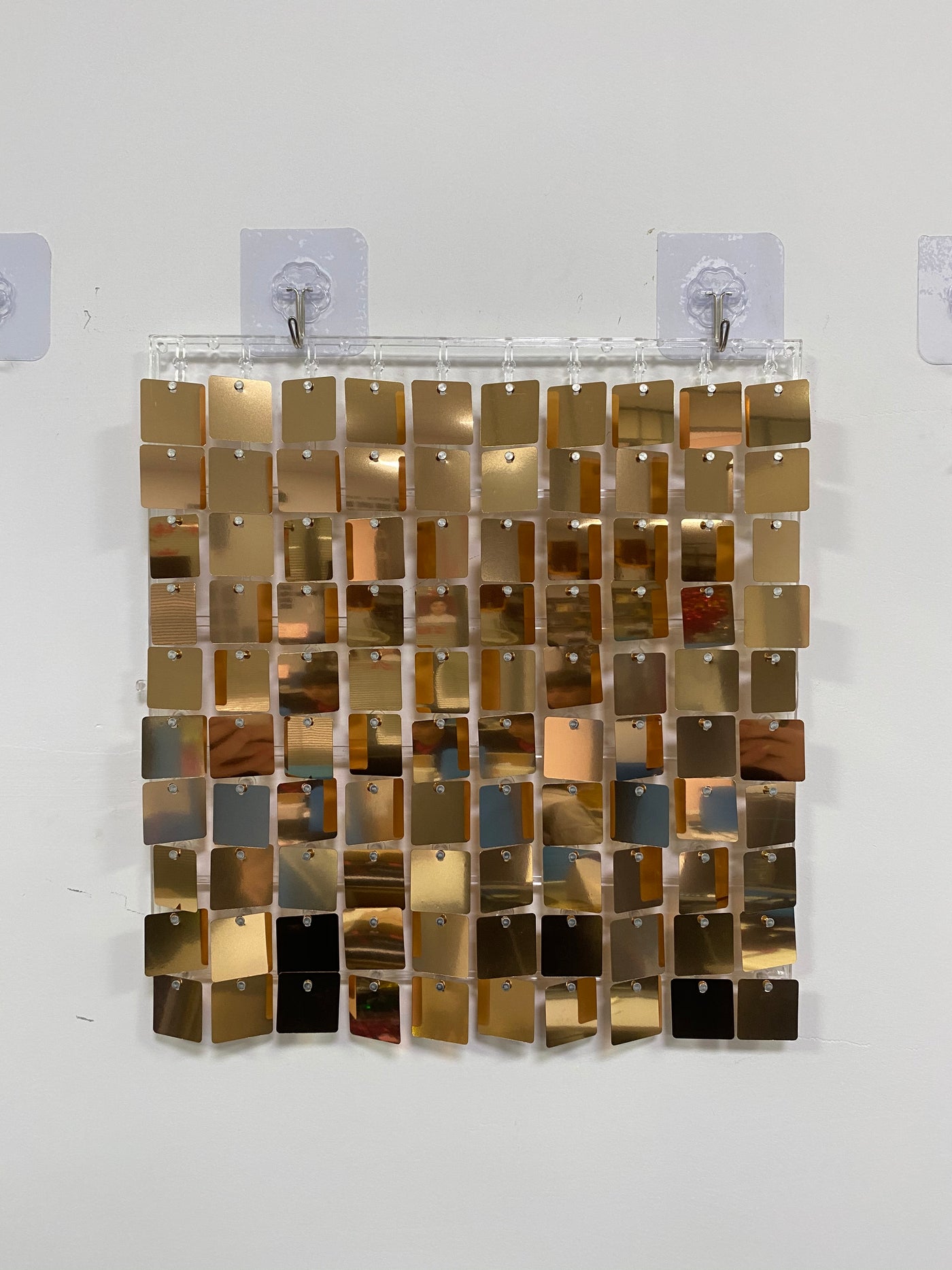 Easy Connect Shimmer Wall Panels / Transparent Grid Backing & Square Sequins - Deep Champagne