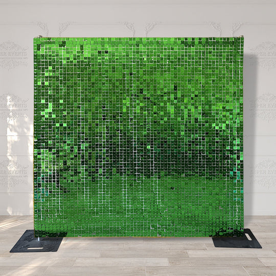 Shimmer Wall Panels / Clip Hole Backing &amp; Square Sequins - Green