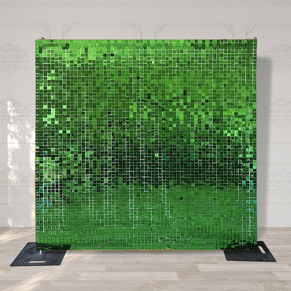 Shimmer Wall Panels / Clip Hole Backing & Square Sequins - Green