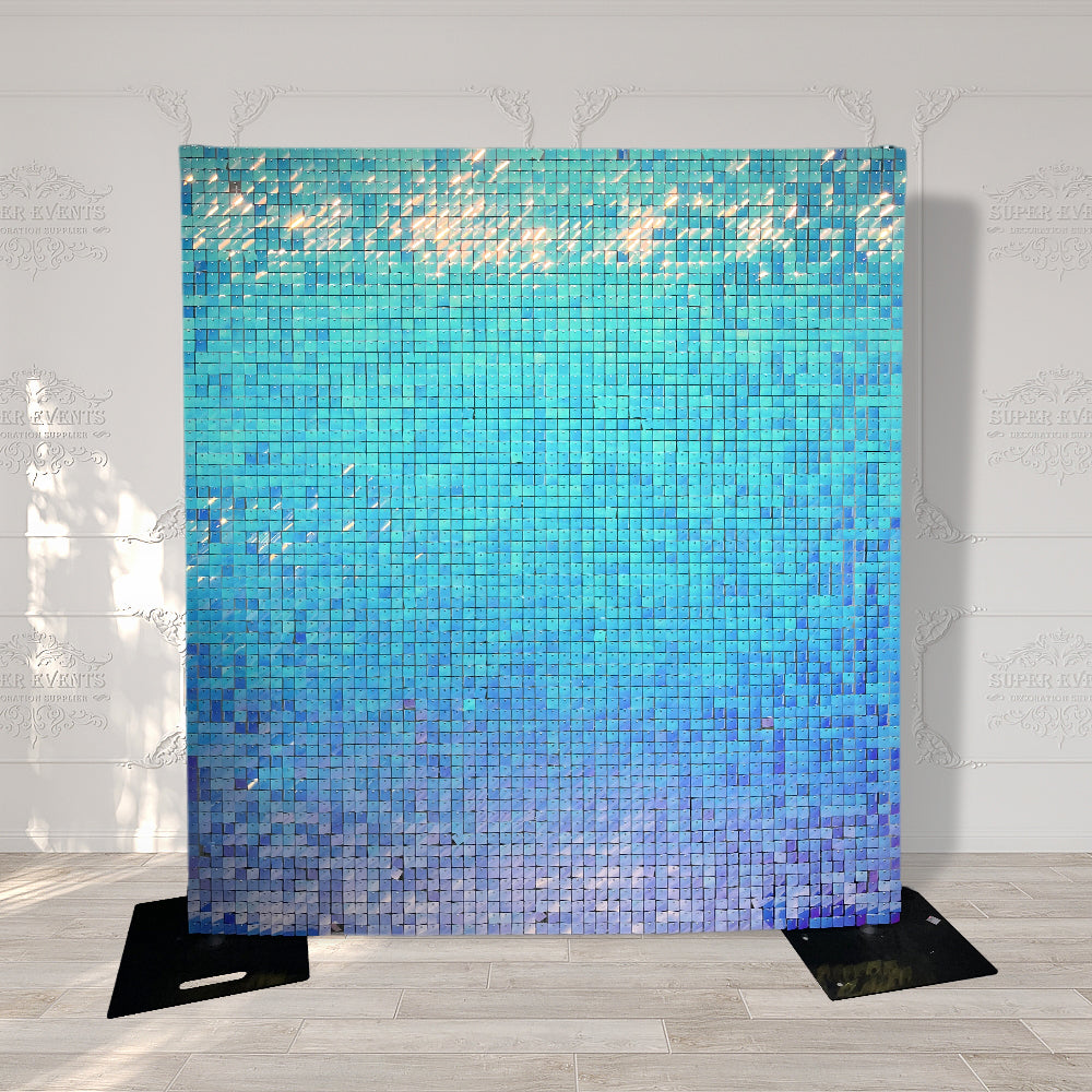 Easy Connect Shimmer Wall Panels / Transparent Grid Backing & Square Sequins - Dream Blue