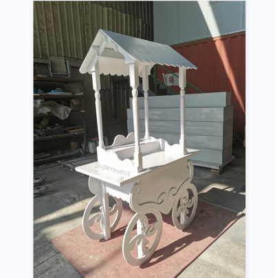 Wood Candy Dessert Cart with Wheels - White