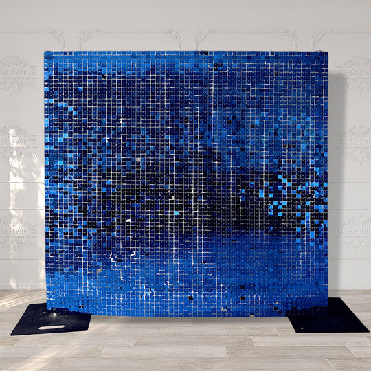 Shimmer Wall Panels / Clip Hole Backing &amp; Square Sequins - Laser Royal Blue